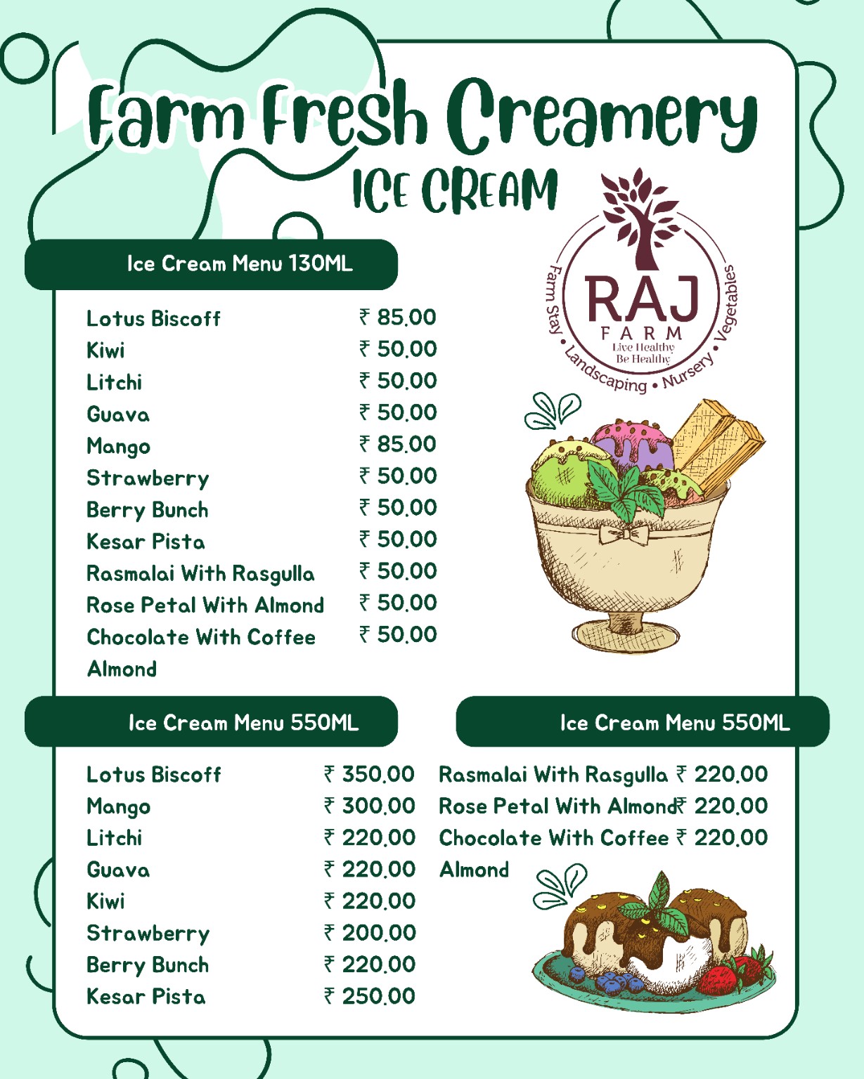 Farm Fresh Creamery menu